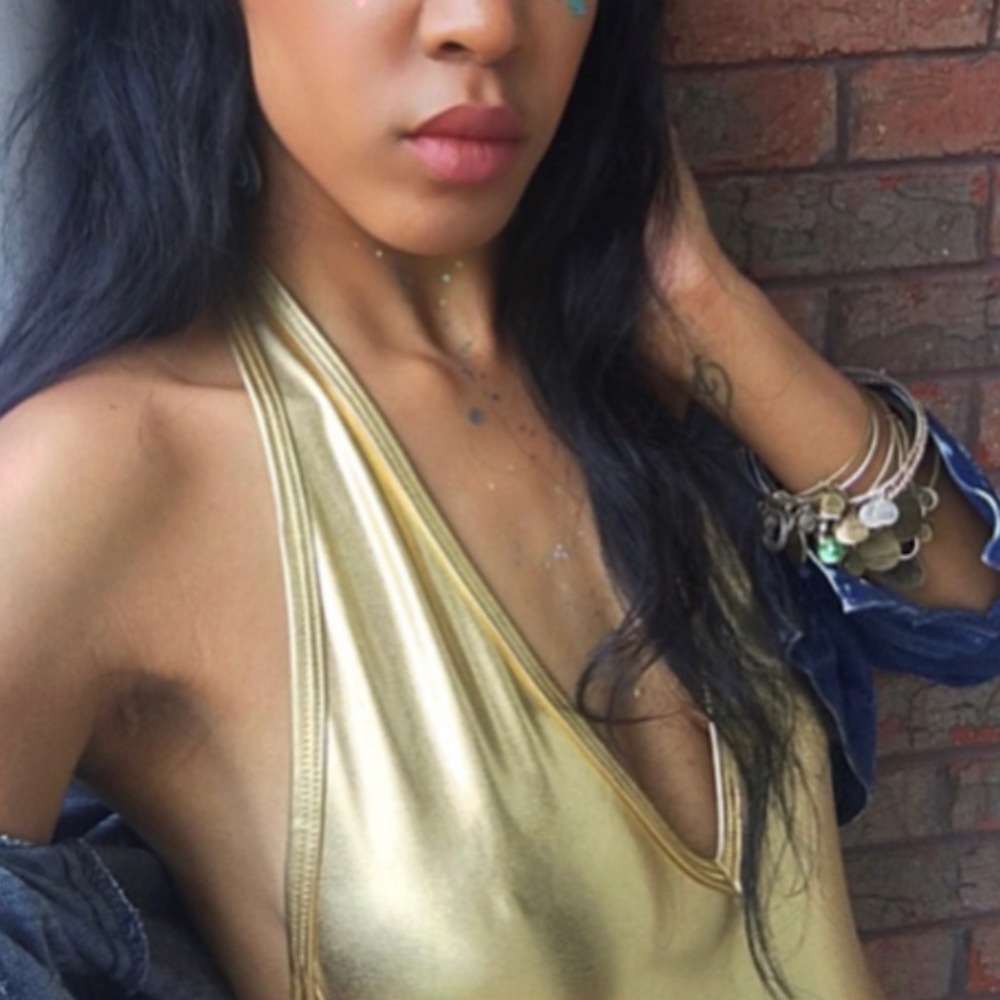 metallic gold American apparel bodysuit